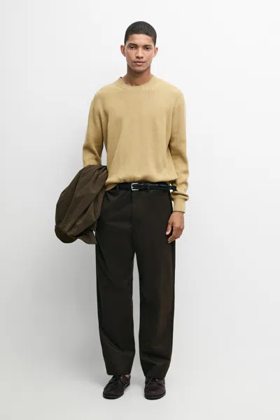 Massimo Dutti Cotton Blend Ribbed Knit Sweater In Neutral