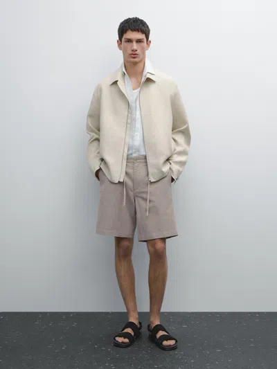 Massimo Dutti Cotton Blend Semi In Neutral