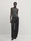 Massimo Dutti Cotton Blend Sleeveless Knit Top In Blei