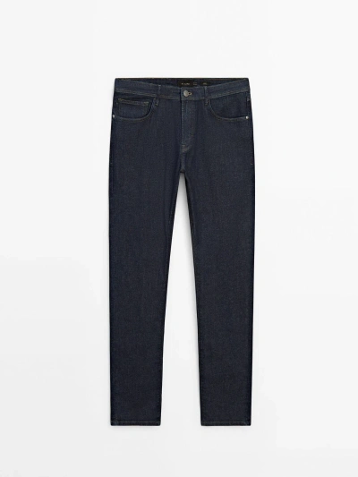 Massimo Dutti Cotton Blend Slim Fit Jeans In Indigo