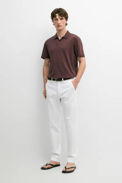 Massimo Dutti Pantalon Slim Coton Mélangé In White