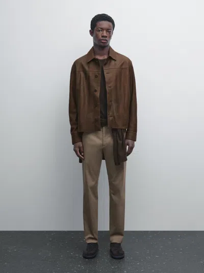 Massimo Dutti Cotton Blend Slim Fit Trousers In Multi