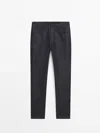 Massimo Dutti Cotton Blend Tapered Fit Jeans In Indigo