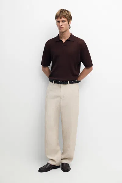Massimo Dutti Cotton Blend V In Burgundy