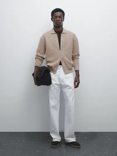 Massimo Dutti Cotton Blend Zip In Pink