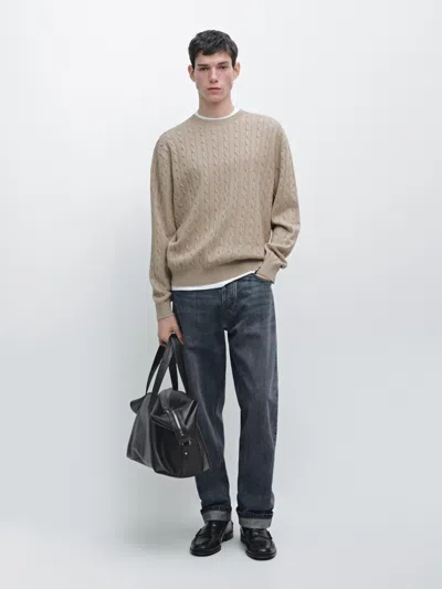 Massimo Dutti Cotton Cable In Brown