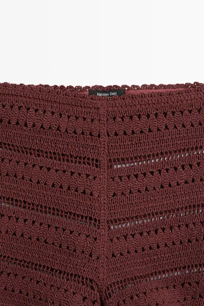 Massimo Dutti Cotton Crochet Shorts In Brown