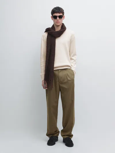 Massimo Dutti Cotton Knit Crew Neck Sweater In White