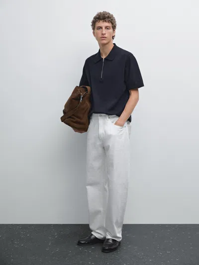 Massimo Dutti Cotton Knit Quarter In Multi