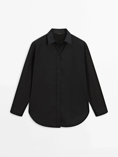 Massimo Dutti Cotton Poplin Shirt In Black
