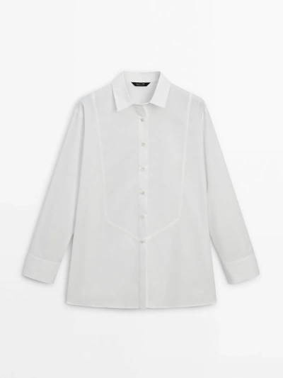 Massimo Dutti Cotton Poplin Shirt In White