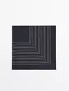 Massimo Dutti Cotton Scarf With Contrast Stripes In Black