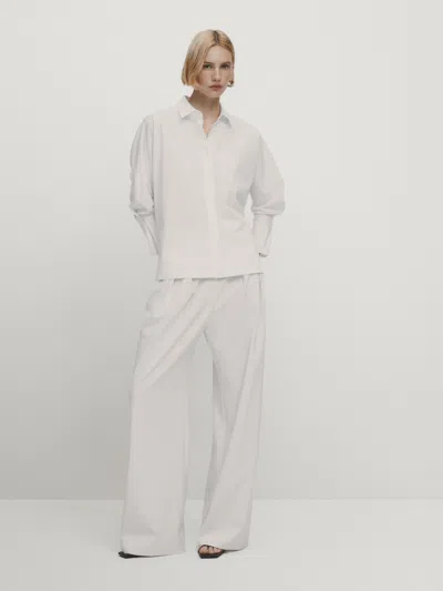 Massimo Dutti Baumwollhemd Doppelte Manschette In Weiss