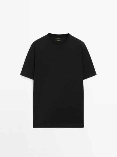 MASSIMO DUTTI COTTON-SILK BLEND SWEATER WITH SHORT SLEEVES