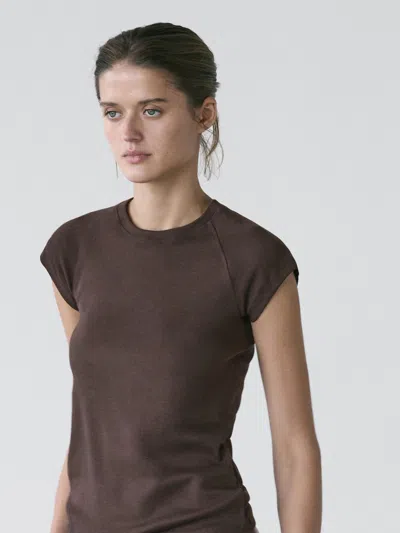 Massimo Dutti Cotton T In Brown