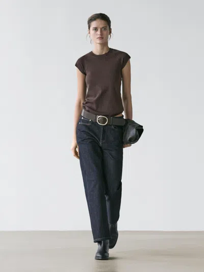 Massimo Dutti Cotton T In Brown