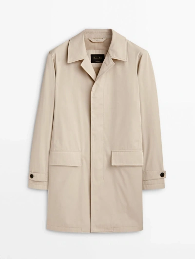Massimo Dutti Cotton Trench Jacket In Stone