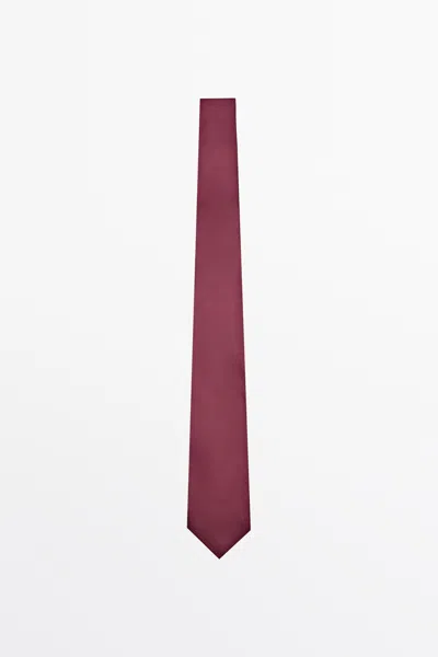 Massimo Dutti Cravate Texturée 100% Soie In Grenat