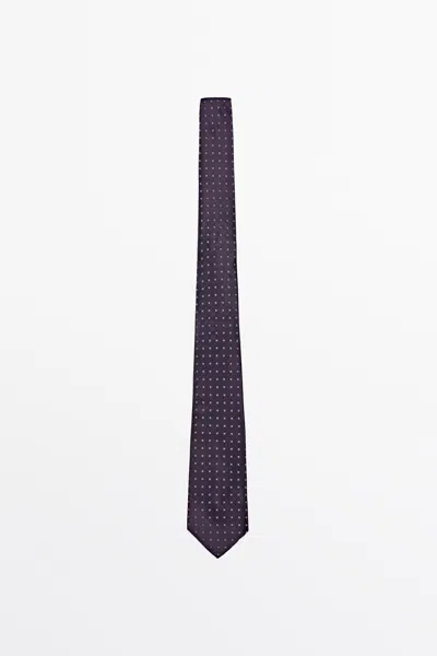 Massimo Dutti Cravatta 100% Seta Con Stampa Geometrica In Bordeaux