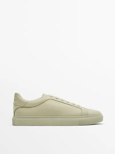 Massimo Dutti Cream Leather Trainers