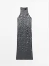 Massimo Dutti Creased-effect Dress In Anthracite Grey
