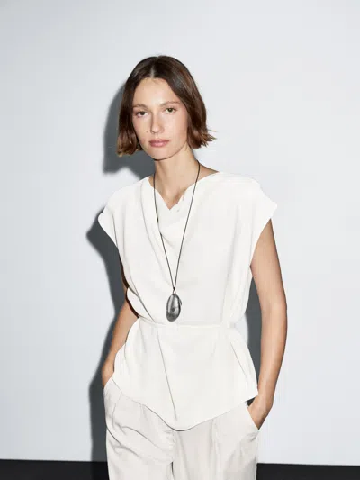 Massimo Dutti Crepe Top With Cowl Neckline In Multi