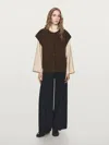 Massimo Dutti Crew Neck Knit Vest In Brown