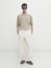 Massimo Dutti Pullover Aus Leinen Mit Rundausschnitt In Beige