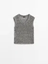 Massimo Dutti Crew Neck Open-knit Top In Lead