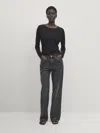 Massimo Dutti Strickpullover Mit Rundausschnitt Und Glitzer In Schwarz