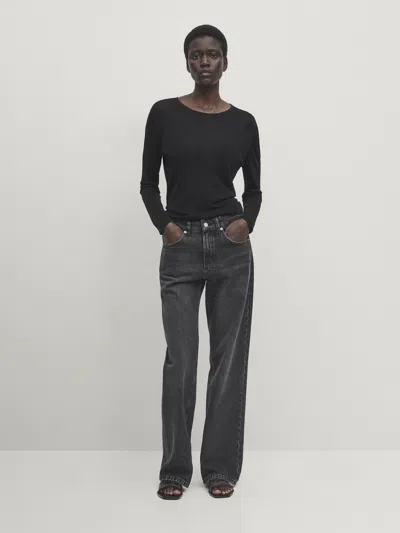 Massimo Dutti Strickpullover Mit Rundausschnitt Und Glitzer In Schwarz
