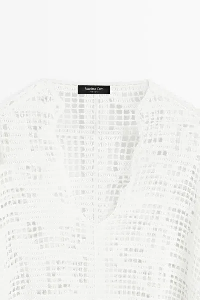 Massimo Dutti Crochet Knit Cape In Multi