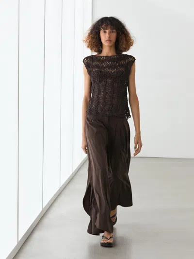 Massimo Dutti Crochet Knit Top In Animal Print