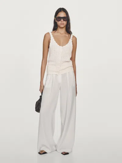 Massimo Dutti Crochet Top With Button Details In Multi