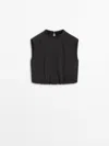 Massimo Dutti Crop Top With Gathered Detailing In Black