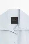 Massimo Dutti Cropped Button In Blue