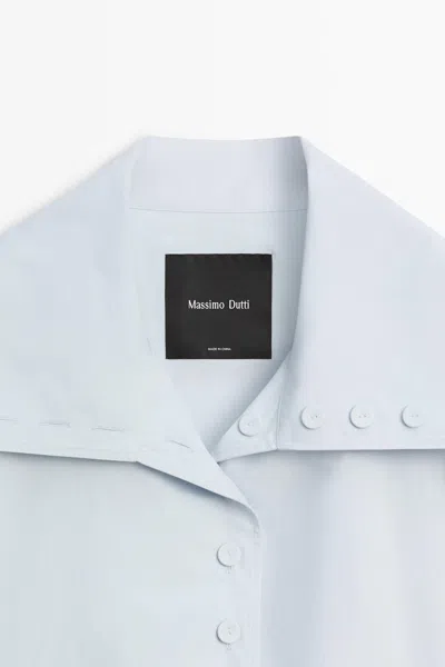 Massimo Dutti Cropped Button In Blue