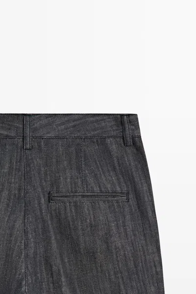 Massimo Dutti Cropped Flare Pants In Gray