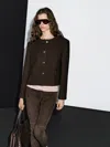 Massimo Dutti Cropped Jacket With Buttons In Brown