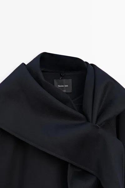 Massimo Dutti Cropped Jacket With Scarf Detail In Blue
