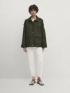 Massimo Dutti Kurzer Parka Mit Herausnehmbarem Innenfutter In Khaki
