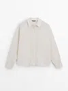 Massimo Dutti Cropped Shirt With Button Details In Cream