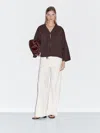 Massimo Dutti Cropped Shirt With Drawstring Detail In Brown