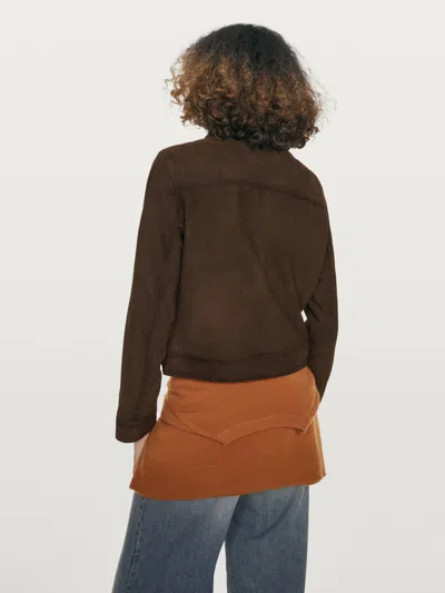 Massimo Dutti Cropped Suede Leather In Brown