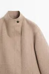 Massimo Dutti Cropped Wool In Brown