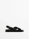 MASSIMO DUTTI CROSSOVER BUCKLE SANDALS