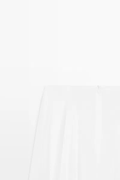 Massimo Dutti Crossover Midi Skirt With Draped Detail In White