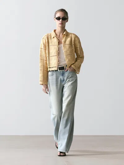 Massimo Dutti Giacca In Maglia Traforata All'uncinetto In Yellow