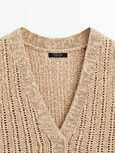 Massimo Dutti Cutwork Knit Vest In Nude