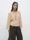 Massimo Dutti Cutwork Sweater In Brown